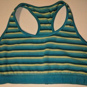 Blue/Green striped Sports bra